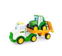 John Deere Johnny e il suo carro attrezzi, set di giocattoli per trattore da trasporto, set di fattoria per tutti i piccoli, giocattolo da spingere adatto a ragazzi e ragazze di 18 mesi, 2, 3 anni +