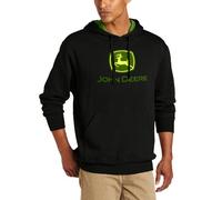 John Deere Men's Trademark Logo Core Hood Pullover Fleece, Black, XX-Large