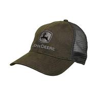John Deere Oilskin Mesh Hat W/Silver Logo, Drab Green, Grey/White, One Size
