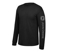 John Deere Solid Long Sleeve Tee with Logo on Sleeve, Black- Medium