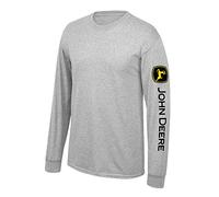 John Deere Solid Long Sleeve Tee with Logo on Sleeve, Oxford- Medium