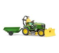 bruder 62104 - bworld trattore John Deere con rimorchio e giardiniere, trattore, figura giocattolo