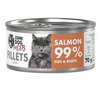 John Dog for Cats - Filetti completi per gatti adulti - Salmone - Alto contenuto di carne - Buoni livelli di calcio e fosforo - 70 g x 12