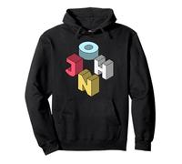 John First Given Retro Nome isometrico Blocco Lettere Felpa con Cappuccio