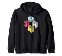 John First Given Retro Nome isometrico Blocco Lettere Felpa con Cappuccio