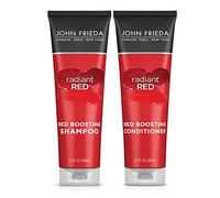 John Frieda Pacchetto shampoo e balsamo ravvivante del rosso, shampoo e balsamo rosso radioso per capelli rossi, aiuta a esaltare le tonalità dei capelli rossi, con melograno e vitamina E