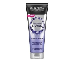 John Frieda Shimmering Silver Conditioner 250 ml, balsamo tonificante per capelli grigi o bianchi, balsamo per capelli argentati con tecnologia SilverGloss