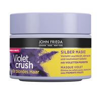 John Frieda Violet Crush - Maschera in argento, contenuto: 250 ml, per capelli biondi, neutralizza la tinta gialla, ripara i danni dei capelli