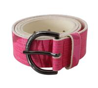 John Galliano Pink Leather Letter Logo Design Round Buckle Belt - 105 cm / 42 Inches