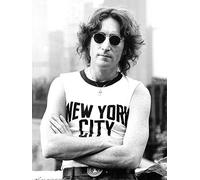 John Lennon NYC t-Shirt Bianca Stampa su Tela, Multicolore, 60 x 80 cm