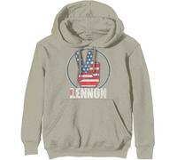 John Lennon Peace Fingers US Flag autorizzato Felpa con Cappuccio