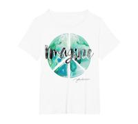 John Lennon - Segno di Pace Maglietta, Donna Plus-Size, Bianco, 4X