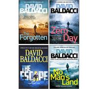 John Puller Series 4 Books Collection Set By David Baldacci (The Escape, The Forgotten, Zero Day, No Mans Land)