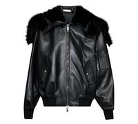 John Richmond - Biker in pelle con collo in pelliccia - - Jackets - Uomo - Nero - M