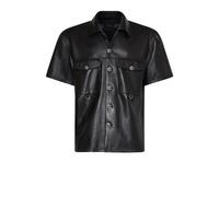 John Richmond - Camicia in pelle con tasche a patta e chiusura frontale con bottoni - - Shirts - Uomo - Nero - XL