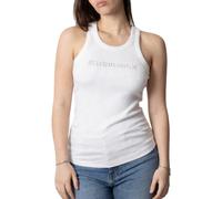 John Richmond canotta donna Verkili con logo strass bianco