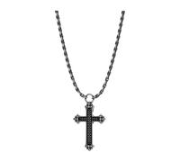 John Richmond - Collana con Croce Decorata e Texture Goffrata - -Accessories -Donna -Grigio -ONE SIZE
