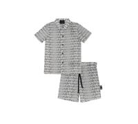 John Richmond completo camicia e shorts in fantasia logata bianco nero 12m