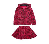 John Richmond completo felpa e gonna in fantasia animalier fucsia