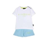 John Richmond completo T-shirt e shorts bianco celeste