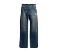 John Richmond - Jeans regular in blu medio con lacerazione e lettering Rich - - Jeans - Uomo - Blu - W36