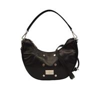 John Richmond Mezza Luna Piccola Donna in Pelle Nera con Tracolla e Borchie Frontali