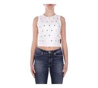 John Richmond - Sleeveless Top Metallic Logo - - Tops - Donna - Bianco - S