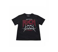 John Richmond T-shirt bambina Kanam con logo strass nero