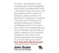 John Scalzi Your Hate Mail Will Be Graded (Tascabile)