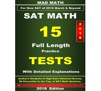 John Su 2018 New SAT Math 15 Tests (Tascabile) Mad Math Test Preparation