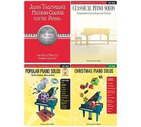 John Thompson's Modern Course for the Piano First Grade 4 Books Set - 1st Grade Book, Classical Piano Solos 1, Popular Piano Solos 1, Christmas Piano Solos 1