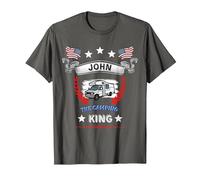 John USA Camper Camping RV Escursionismo Regalo Compleanno Maglietta, Uomo, Asfalto, L