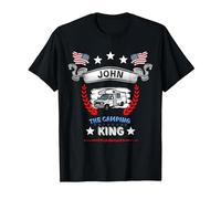 John USA Camper Camping RV Escursionismo Regalo Compleanno Maglietta, Uomo, Nero, 5XL