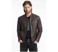 John Varvatos Brando Band Collar Leather Jacket Chocolate Taglia: XS | Giacche di pelle Outlet | Uomo | Marrone