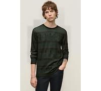 John Varvatos Reade Ls Pattern Mix Crew With Cold Dye Dark Moss Taglia: M | Maglie a manica lunga Outlet | Uomo | Bianco
