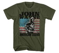 John Wayne American Legend T-Shirt Uomo Manica Corta Verde Cotone Girocollo