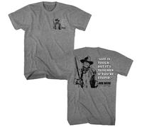 John Wayne - Life Is Difficile Frase - American Classici - Solido Gray Adulto