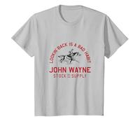 John Wayne True Grit Citazione Guardando Indietro in Rosso Maglietta, Bambini, Argento, 10 Anni