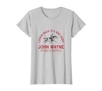 John Wayne True Grit Citazione Guardando Indietro in Rosso Maglietta, Donna, Argento, S