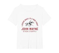 John Wayne True Grit Citazione Guardando Indietro in Rosso Maglietta, Donna Plus-Size, Bianco, 4X