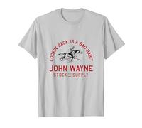 John Wayne True Grit Citazione Guardando Indietro in Rosso Maglietta, Uomo, Argento, 3XL