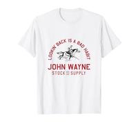 John Wayne True Grit Citazione Guardando Indietro in Rosso Maglietta, Uomo, Bianco, S