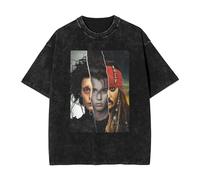 Johnny Actor Depp, maglietta vintage con stampa a girocollo, maglietta a maniche corte per uomo e donna, 5 taglie, Nero , L