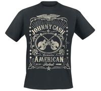 Johnny Cash American Rebel Uomo T-Shirt Nero 100% Cotone Regular