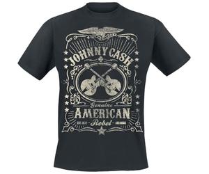 Johnny Cash American Rebel Uomo T-Shirt Nero 100% Cotone Regular
