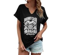Johnny Cash Man in Black Nashville Tennessee Aquila a maniche corte in cotone, per fan della musica, verde, grigio, nero, blu, tempo libero, estate, primavera, morbida, traspirante, Stile-n02 Nero, L