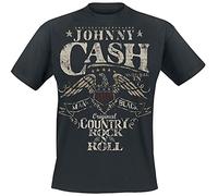 Johnny Cash Original Country Rock 'n' Roll Uomo T-Shirt Nero 100% Cotone Regular