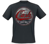 Johnny Cash Original Rock n Roll Red/Grey Uomo T-Shirt Nero 100% Cotone Regular