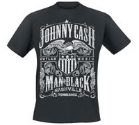 Johnny Cash Outlaw Music Uomo T-Shirt Nero 100% Cotone Regular