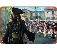 Johnny Depp Pirates Of The Caribbean Dead Men Tell No Tales Targa in metallo Targa in metallo 20,3 x 30,5 cm, decorazione da parete vintage retrò